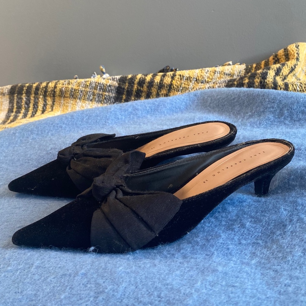 Zara Velvet Kitten Heel with Bow